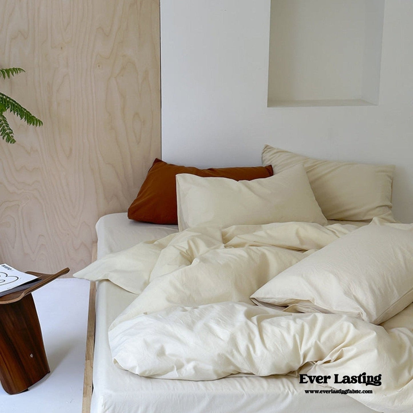 Modern Washed Cotton Bedding Set / Maple Red