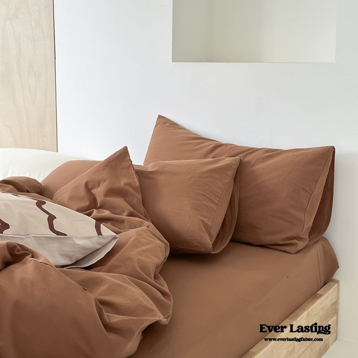 Modern Washed Cotton Bedding Set / Maple Red