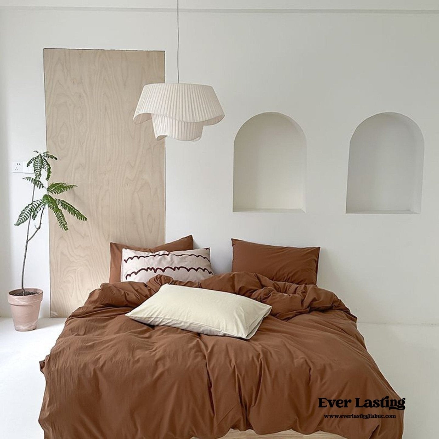 Modern Washed Cotton Bedding Set / Maple Red