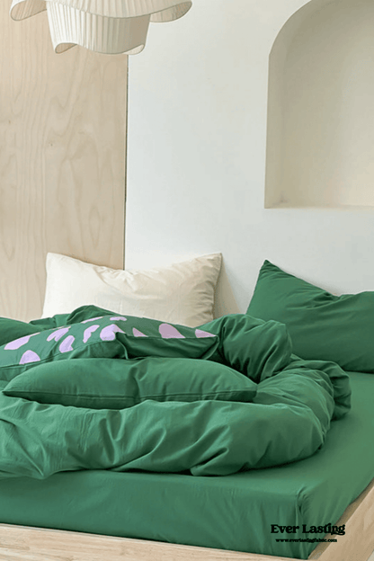 Modern Washed Cotton Bedding Set / Maple Red