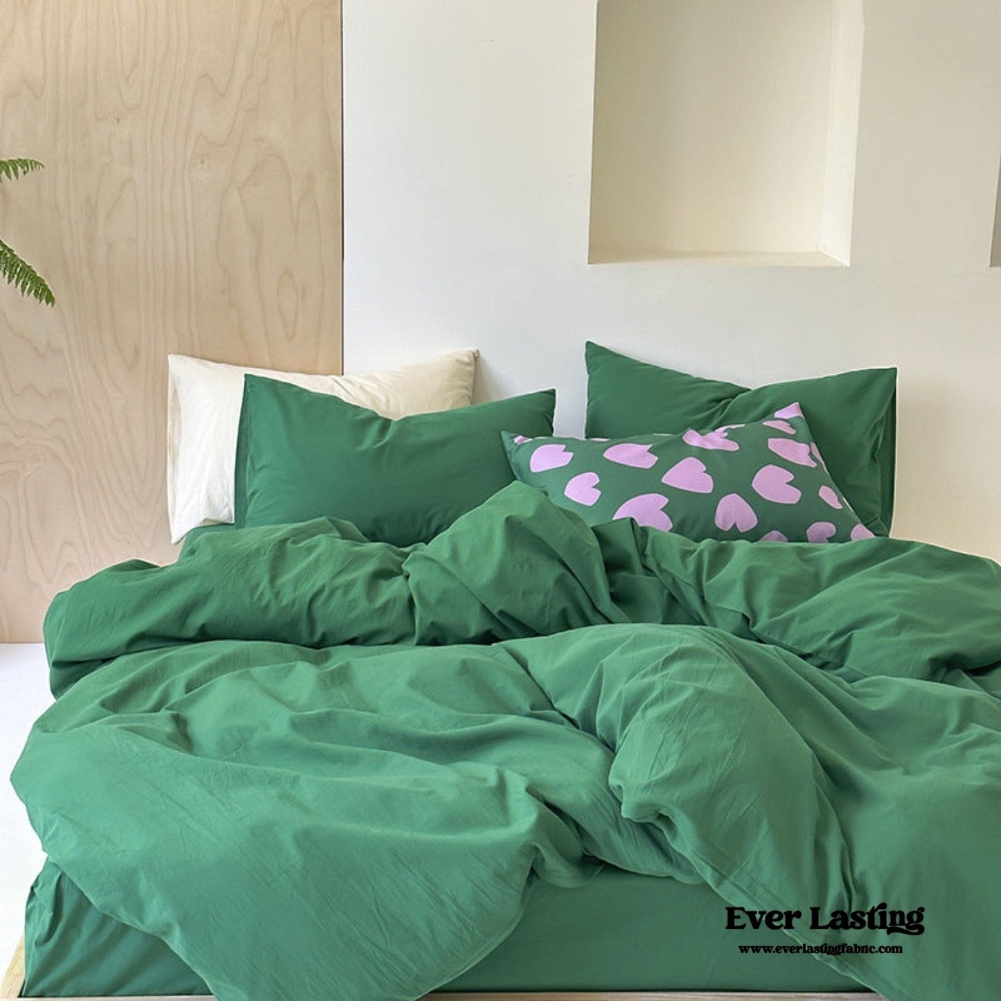 Modern Washed Cotton Bedding Set / Maple Red