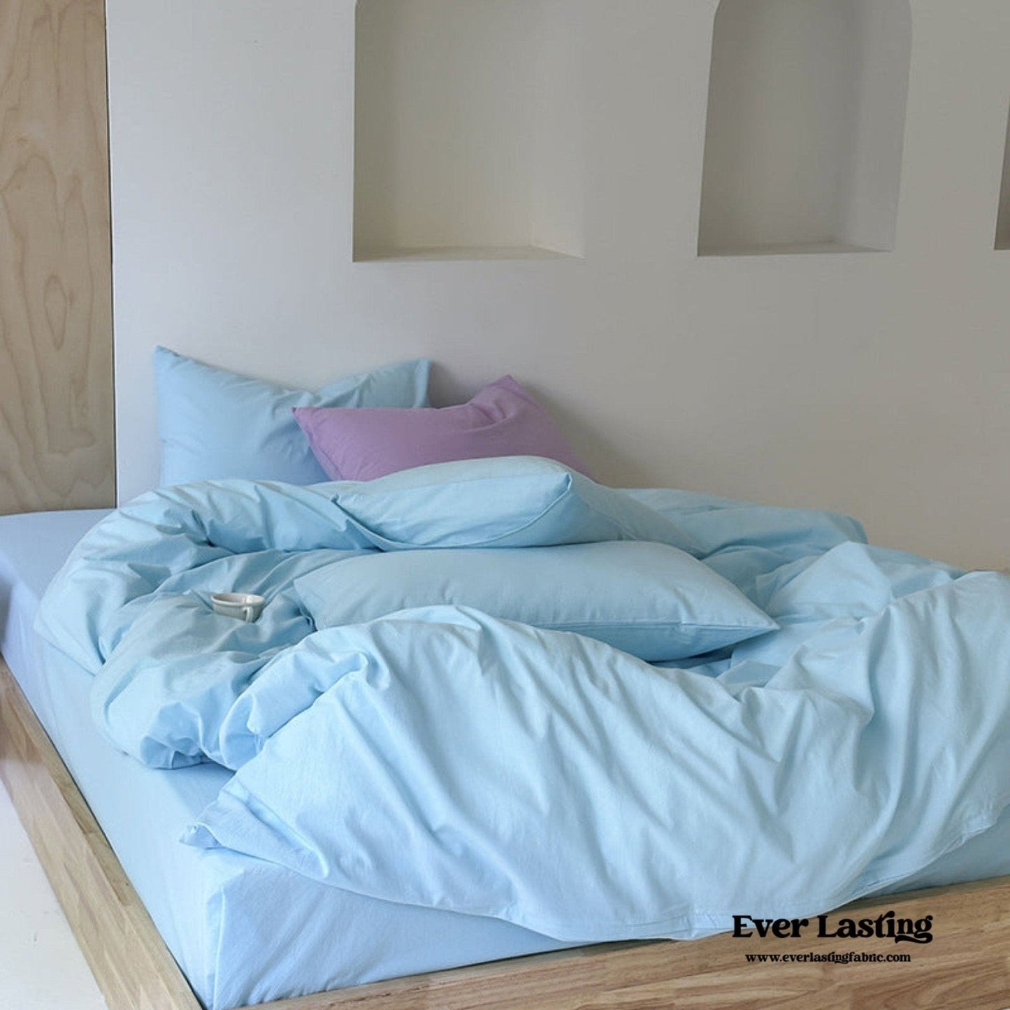 Modern Washed Cotton Bedding Set / Purple