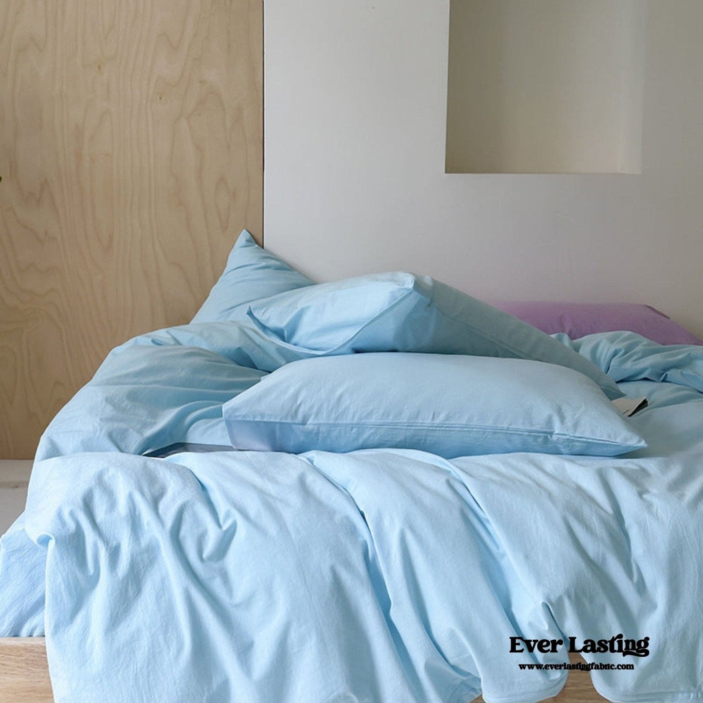 Modern Washed Cotton Bedding Set / Purple