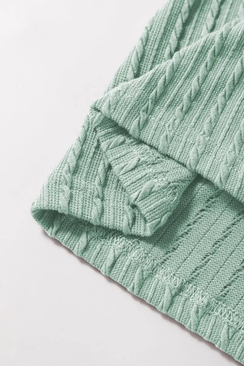 Accessories Love Salve Green Textured Top Women's Daily Wear Flutter Sleeve Blouse - Summer Ready