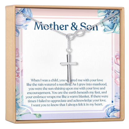 Mother and Son Infinity Cross  Necklace
