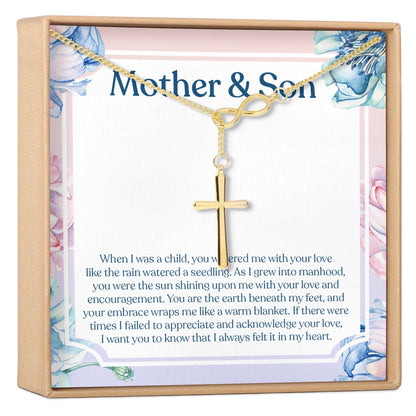 Mother and Son Infinity Cross  Necklace