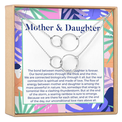 Mother & Daughter Double Circles Necklace Set