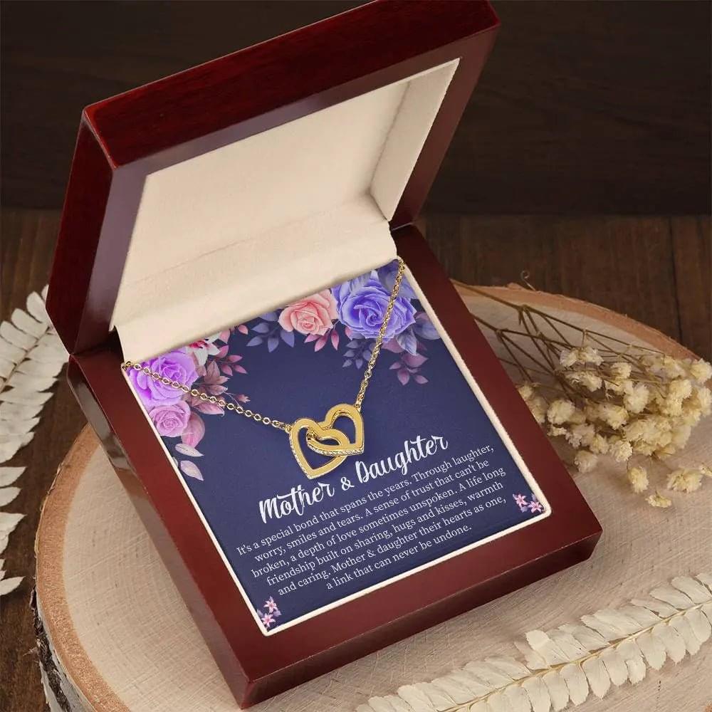Mother Daughter Necklace Set with Message Card