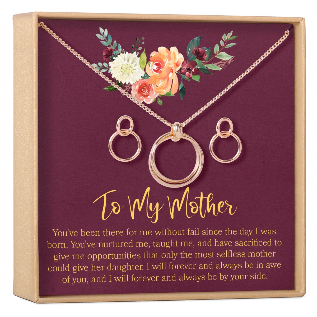 Mother Linked Circles Earring and Necklace Jewelry Set