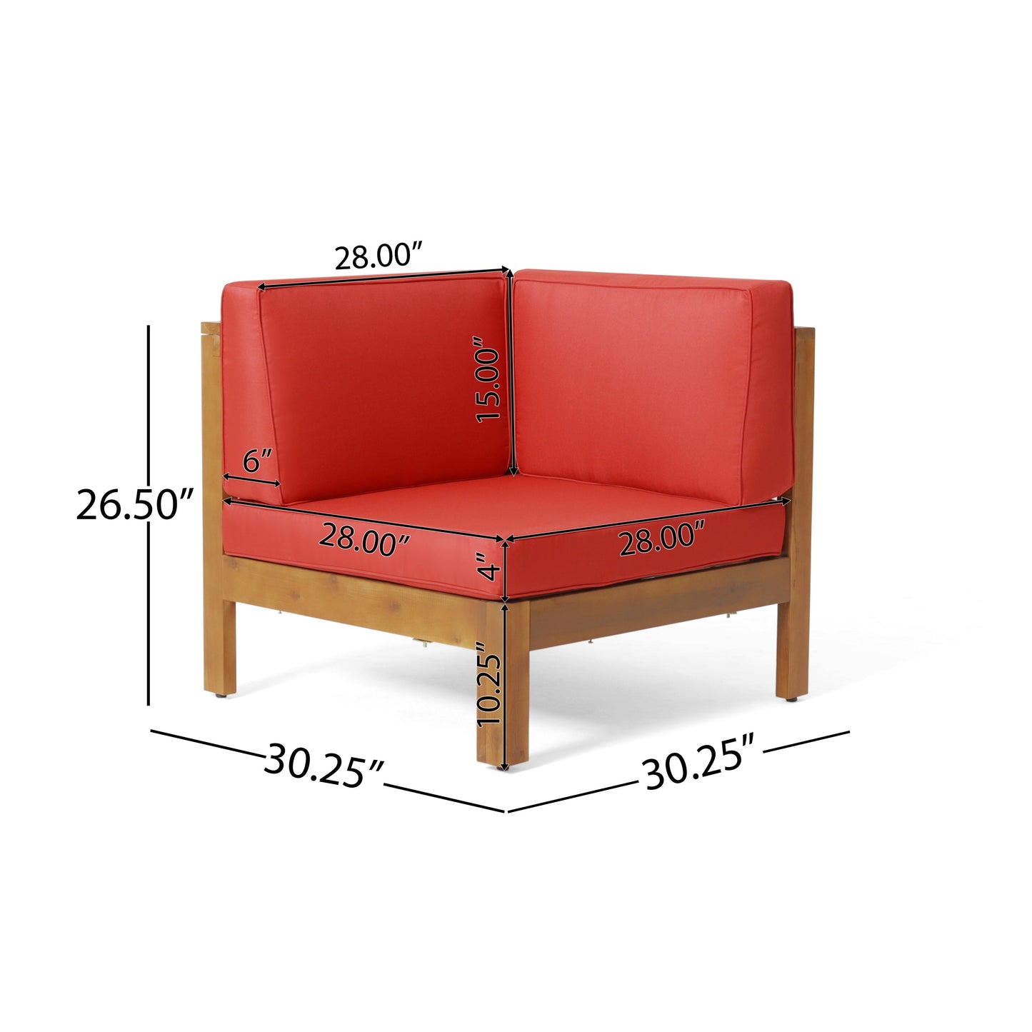 Oana Outdoor Wooden Sectional Set with Cushions