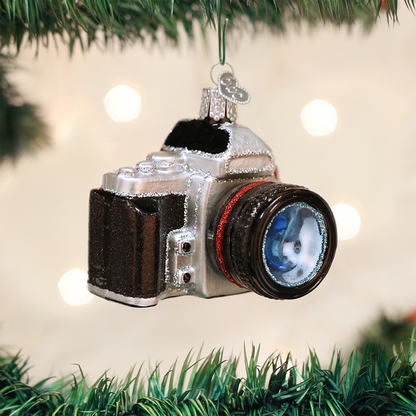 Camera  Glass Ornament