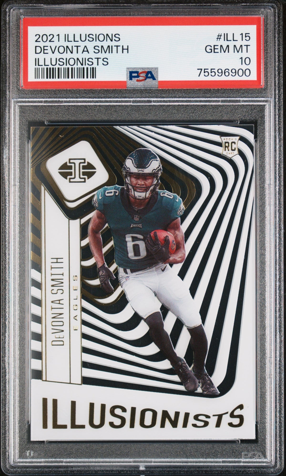 Graded 2021 Panini Illusions DeVonta Smith #ILL15 Illusionists Rookie RC Football Card PSA 10 Gem Mint
