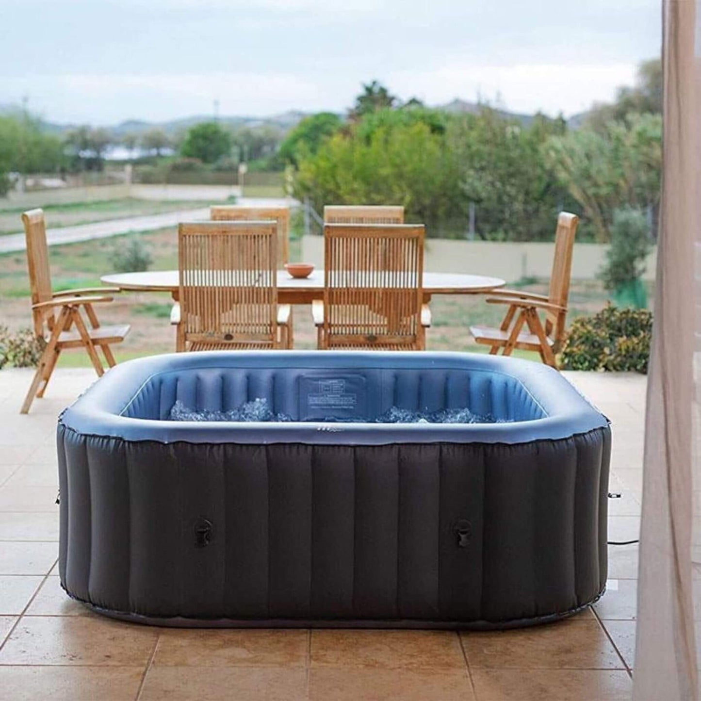 MSpa Tekapo Comfort Series Six-Person Inflatable Square Bubble Spa Hot Tub With 132 Bubble Jets [C-TE062] (SAK80641)