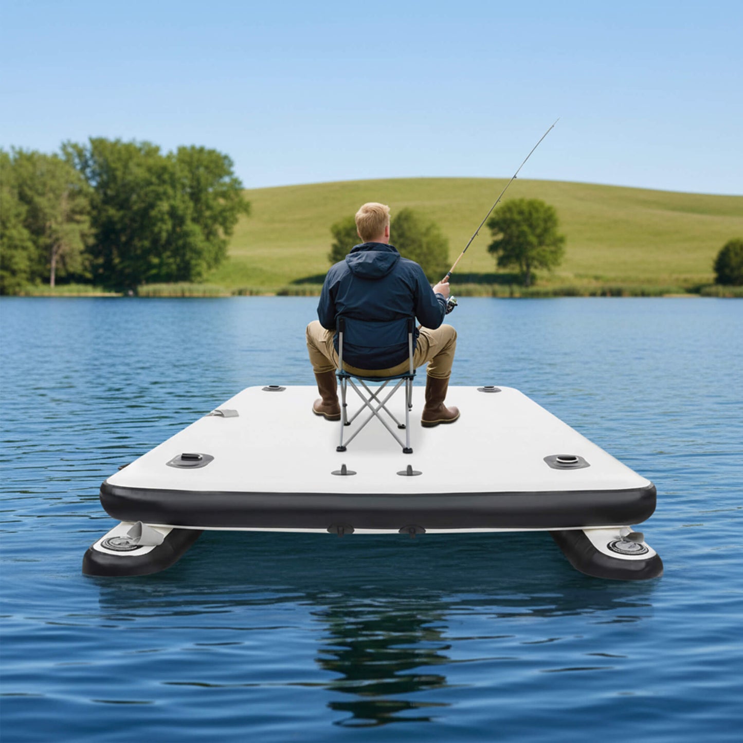 [05X08FT] Multi-Person Inflatable Floating Dock With Pump And D-Rings (SAK45918)