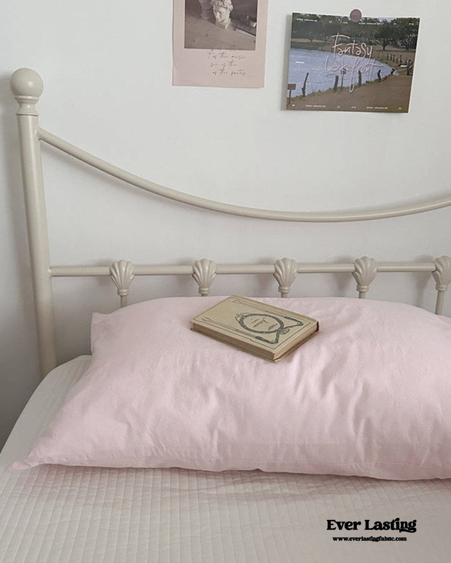 Muted Blush Cotton Pillowcase / Yellow