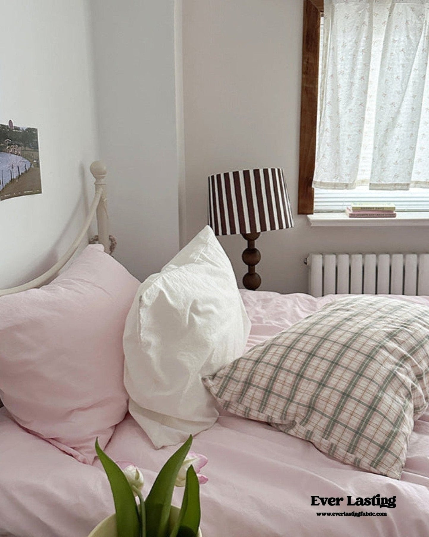 Muted Blush Cotton Pillowcase / Yellow