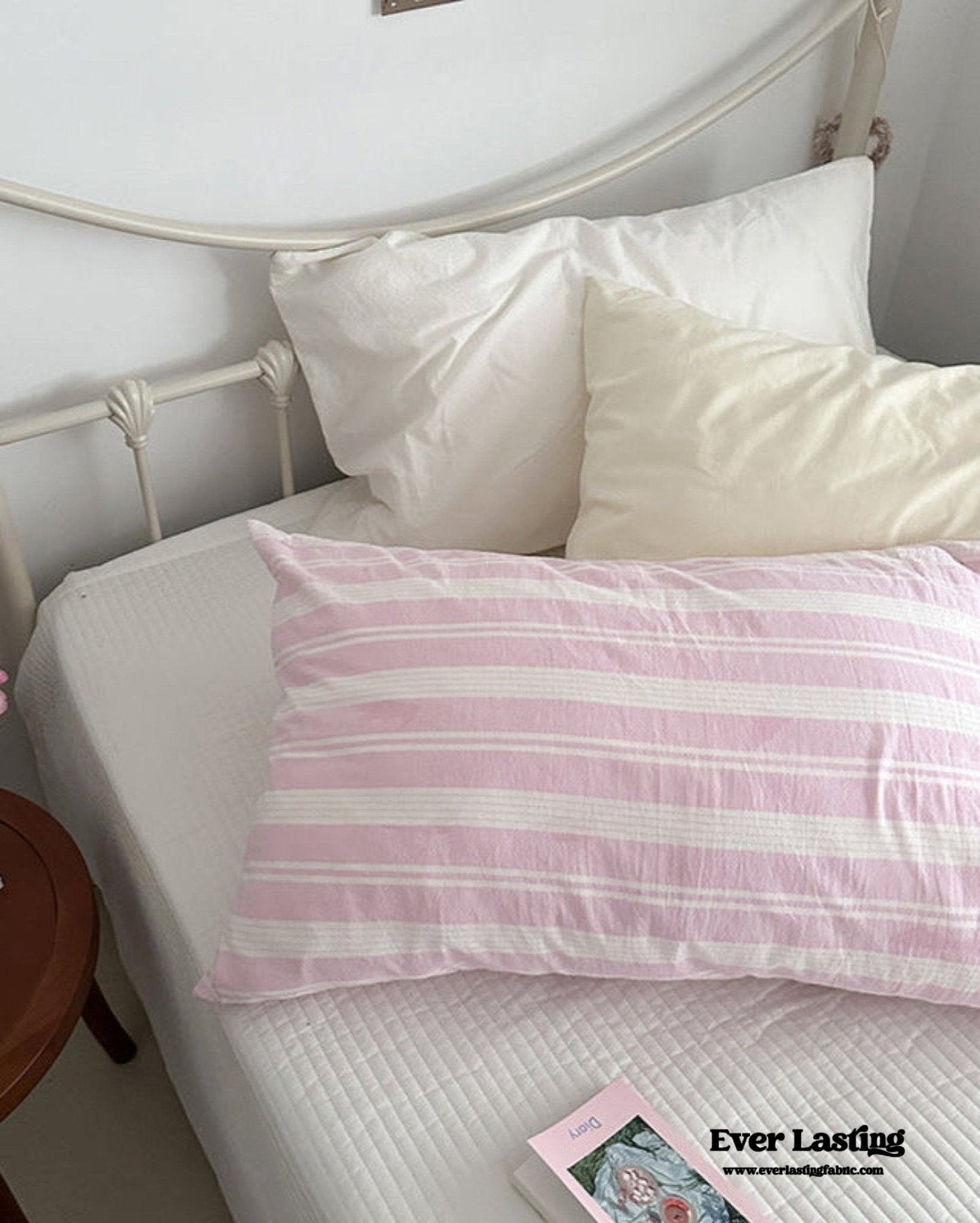Muted Blush Cotton Pillowcase / Yellow