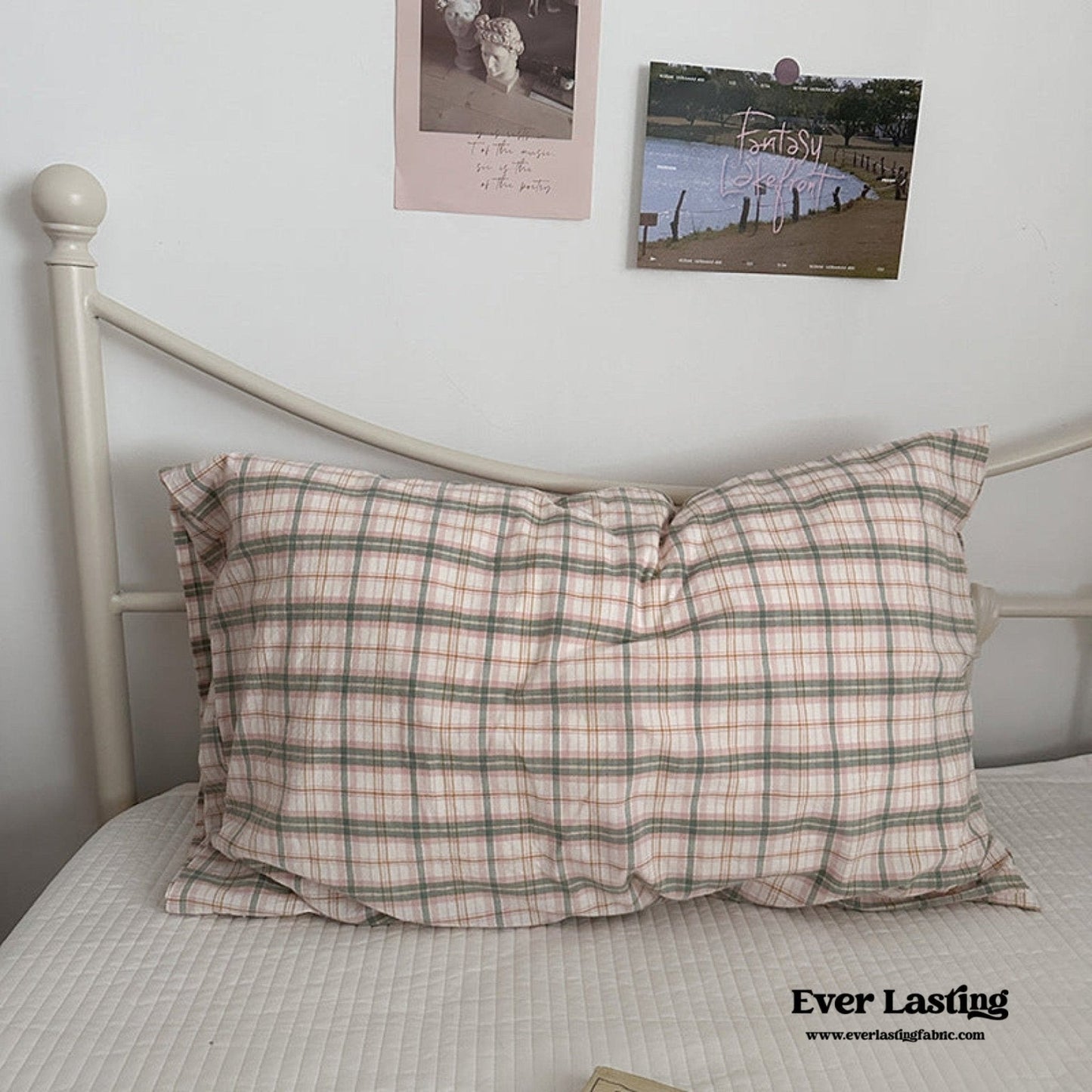 Muted Blush Cotton Pillowcase / Yellow