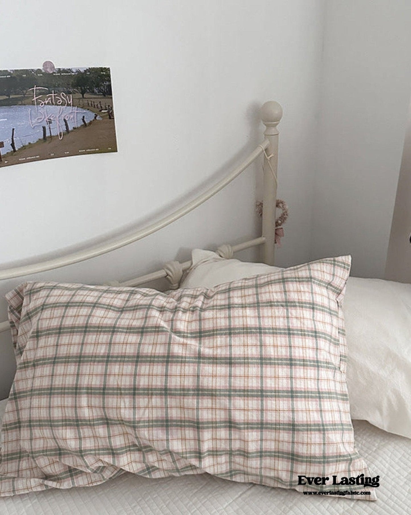 Muted Blush Cotton Pillowcase / Yellow
