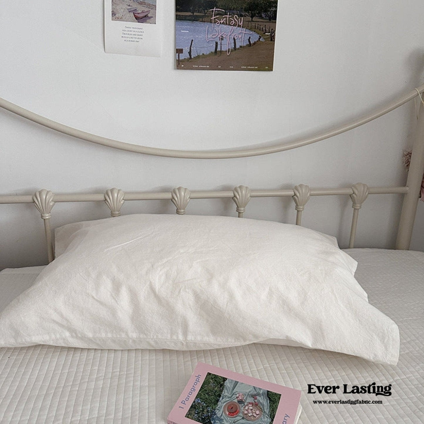 Muted Blush Cotton Pillowcase / Yellow
