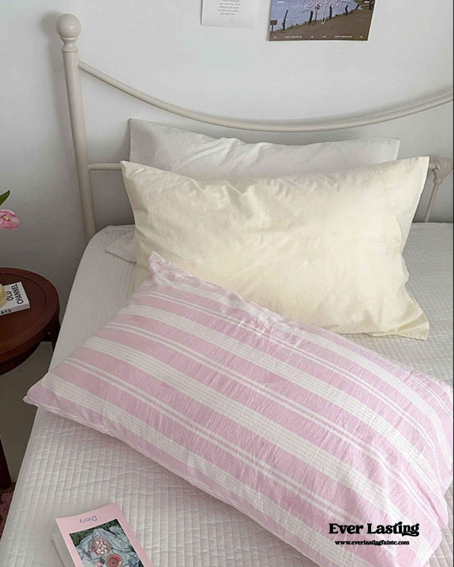 Muted Blush Cotton Pillowcase / Yellow