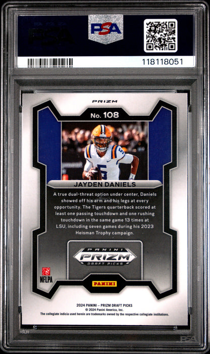 Graded 2024 Panini Prizm Draft Picks Jayden Daniels #108 Red Ice Rookie RC Football Card PSA 10 Gem Mint