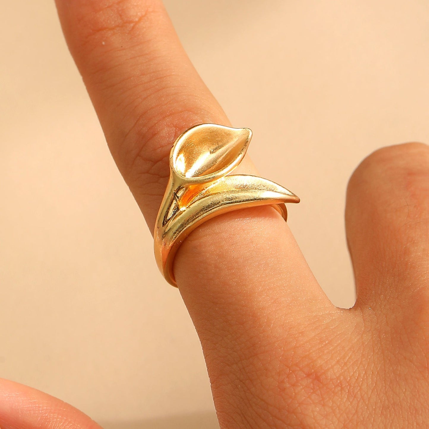 Delicate Lily Petal Flower Ring for Women