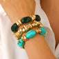 Vintage Irregular Resin Silver Chip Bracelet Set