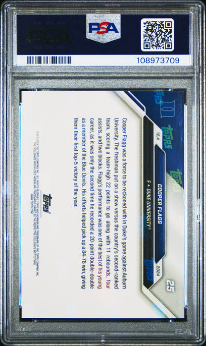 Graded 2024 Topps Bowman U Now Cooper Flagg #25 Purple /25 Rookie RC Basketball Card PSA 10 Gem Mint