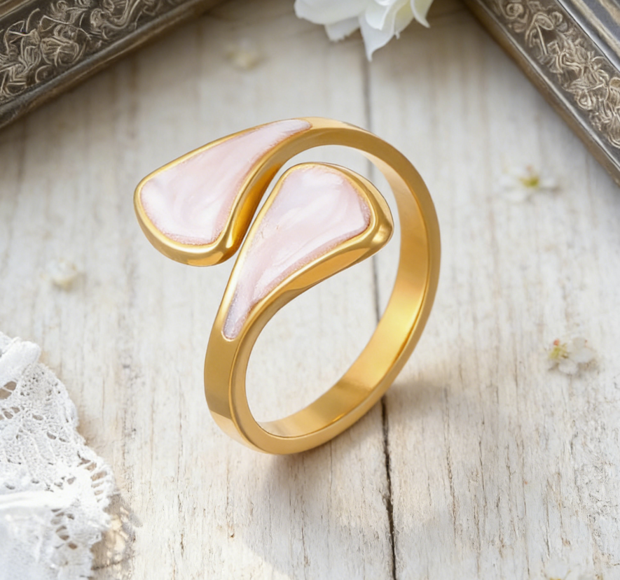 18K Gold Stainless Steel Natural Stone Ring