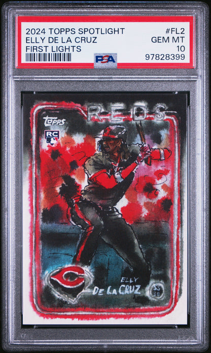 Graded 2024 Topps Spotlight Elly De La Cruz #FL2 First Lights Rookie RC Baseball Card PSA 10 Gem Mint