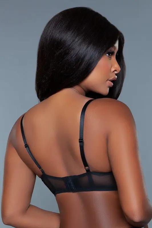 T-Shirts Premium BE WICKED Nadine Bra 32A - Black Floral Lace Balconette Underwear for Women