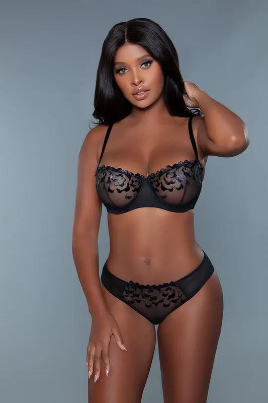 Balconette Bra Bra - Black Floral Lace Balconette - Nadine