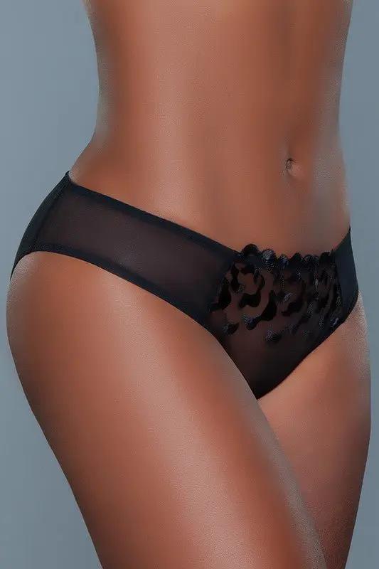Pants Premium BE WICKED Nadine Panty L - Black Floral Embroidery Lingerie