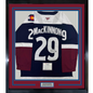 Framed Autographed/Signed Nathan MacKinnon 35x39 Colorado Avalanche Authentic Blue Hockey Jersey Fanatics COA