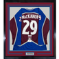 Framed Autographed/Signed Nathan MacKinnon 35x39 Colorado Maroon Hockey Jersey JSA COA