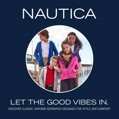 Nautica Boys' School Uniform Short Sleeve Polo Shirt, Button Closure, Moisture Wicking Performance Material 8 Dark Charcoal - # BOAA11510002
