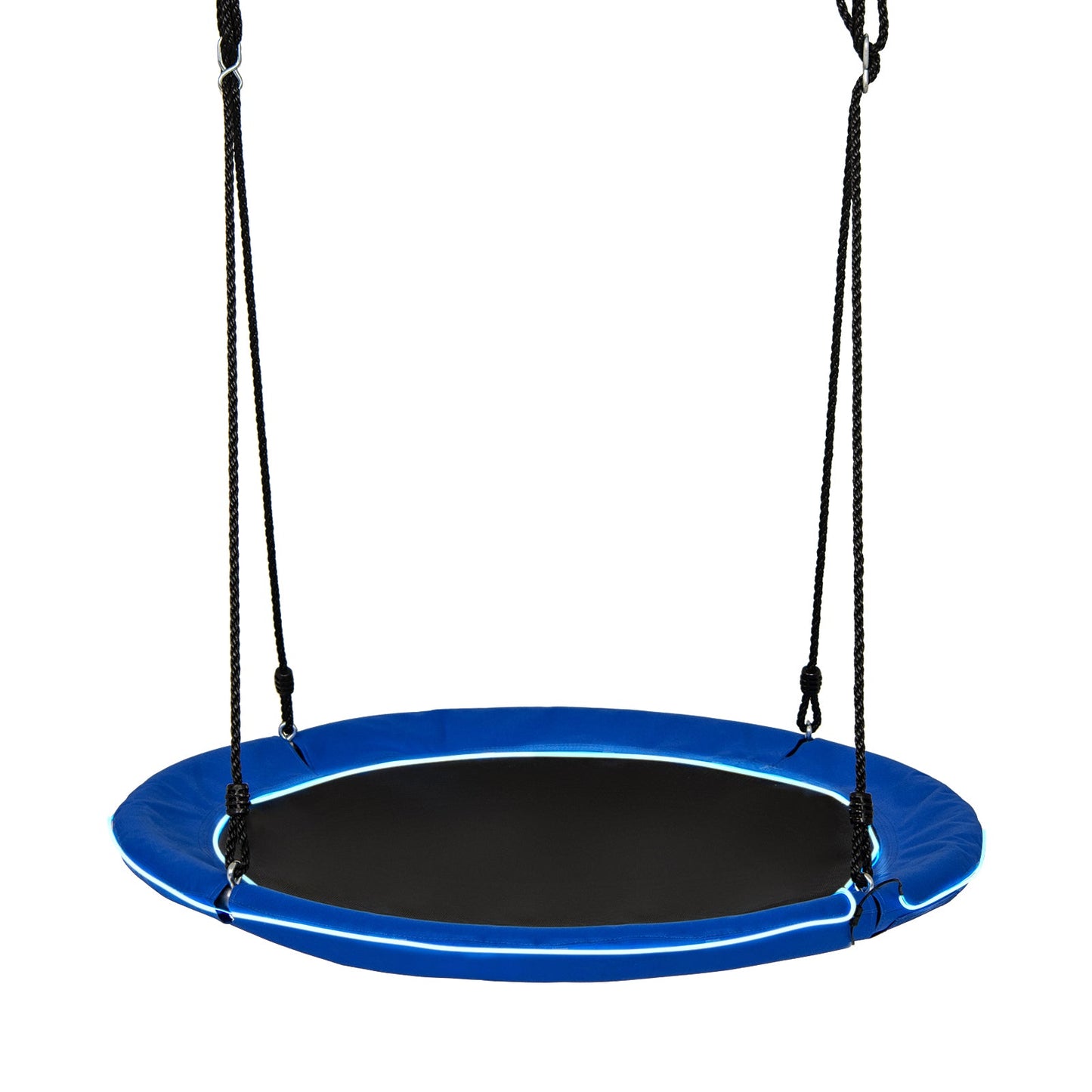 40 Inches Saucer Tree Swing Round with Lights for Kids and Adults-Navy