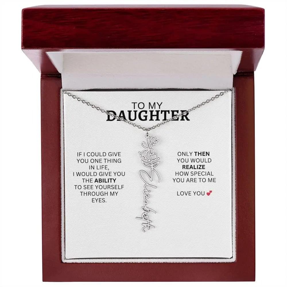 Necklace for Daughter | I Love You - Birth Necklace