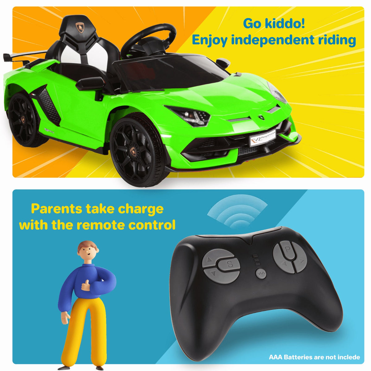 12V Lamborghini Electric Ride On Car for Kids with Remote Control and MP3 Player