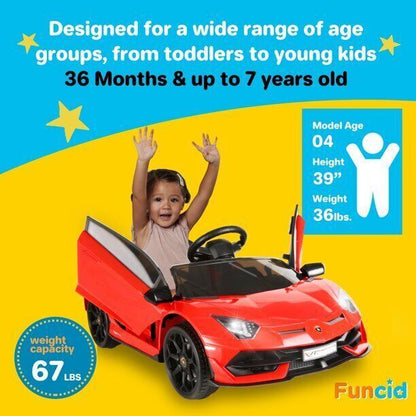 New Lamborghini 12V Kids Electric Ride On Car with Remote Control and MP3 Player