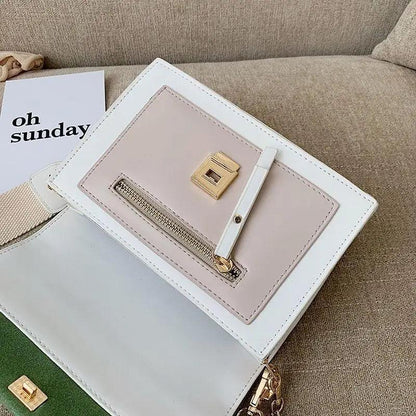 New Look Contrast Color Scrub Leather Crossbody Bags For Women And Girls Simple Chain Shoulder Bag , Purses And Handbags For Ladies