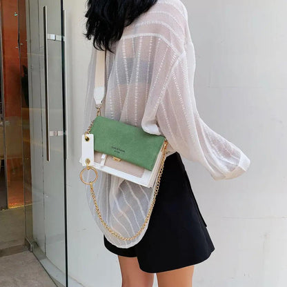 New Look Contrast Color Scrub Leather Crossbody Bags For Women And Girls Simple Chain Shoulder Bag , Purses And Handbags For Ladies