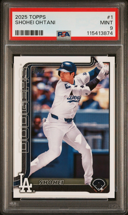 Graded 2025 Topps Shohei Ohtani #1 Baseball Card PSA 9 Mint