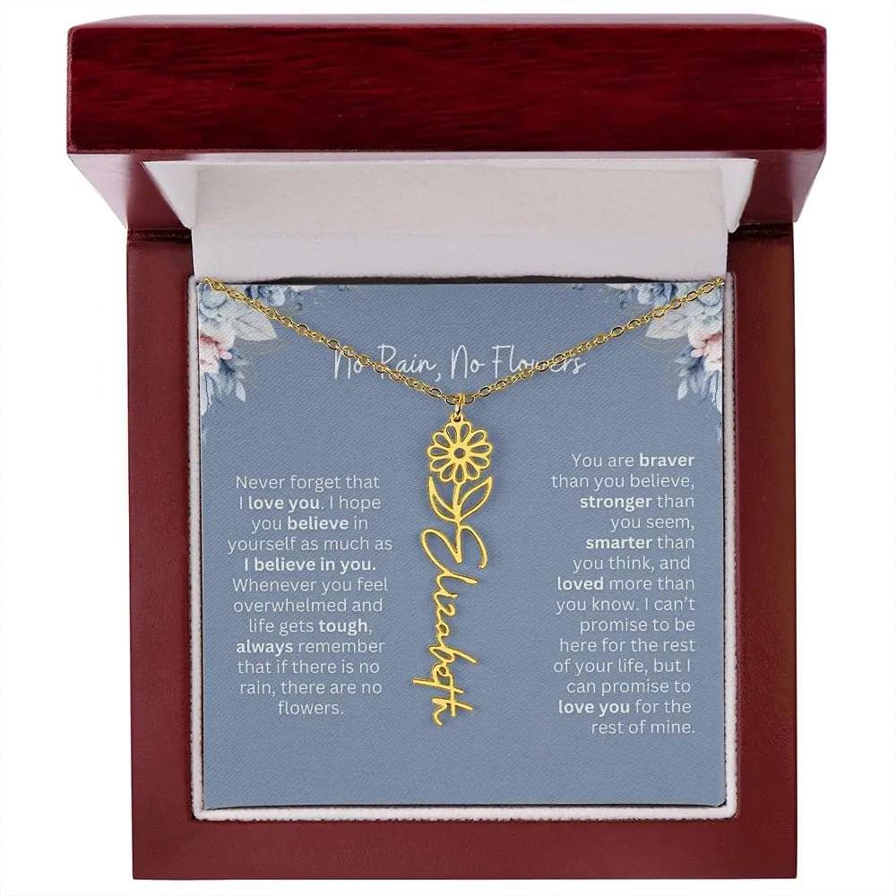 No Rain - No Flowers | Birth Necklace | Name Necklace | Custom Gift from Dad to Daughter and Bonus Daughter
