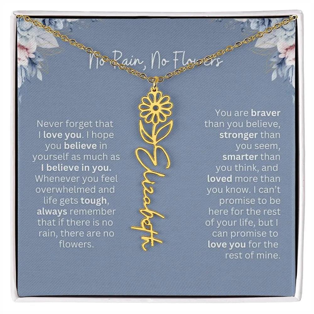 No Rain - No Flowers | Birth Necklace | Name Necklace | Custom Gift from Dad to Daughter and Bonus Daughter