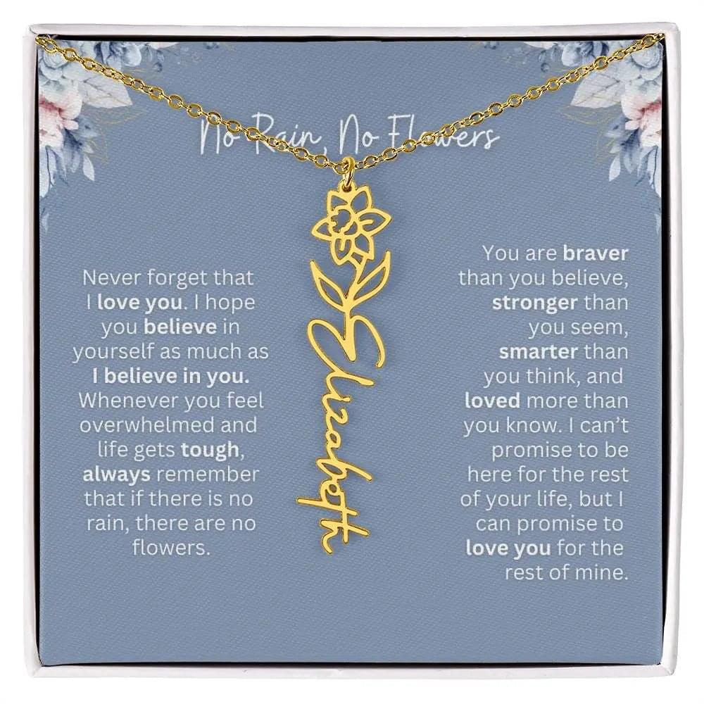 No Rain - No Flowers | Birth Necklace | Name Necklace | Custom Gift from Dad to Daughter and Bonus Daughter