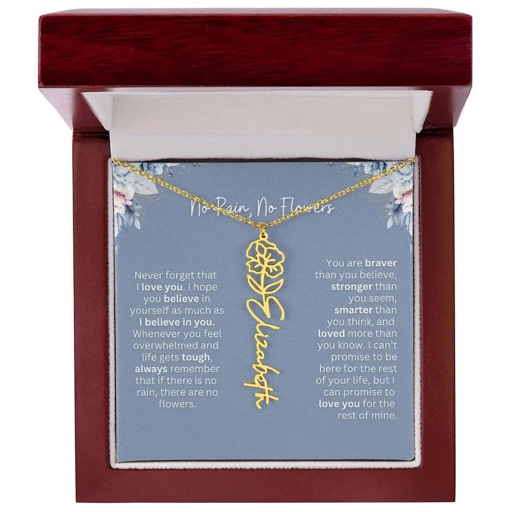 No Rain - No Flowers | Birth Necklace | Name Necklace | Custom Gift from Dad to Daughter and Bonus Daughter