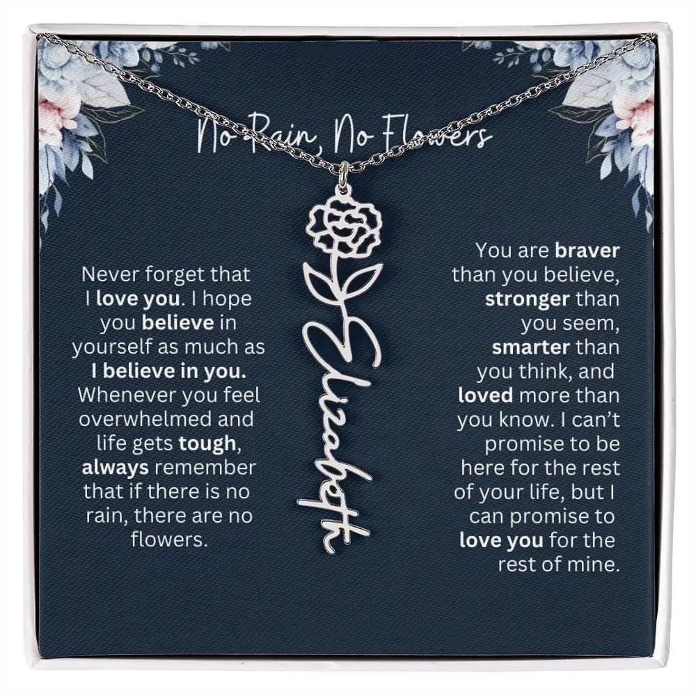 Personalized Birth Flower Name Necklace | Most Meaningful Birthday Gift for Daughter from Dad