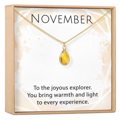 November Birthstone / Topaz Crystal Charm Necklace